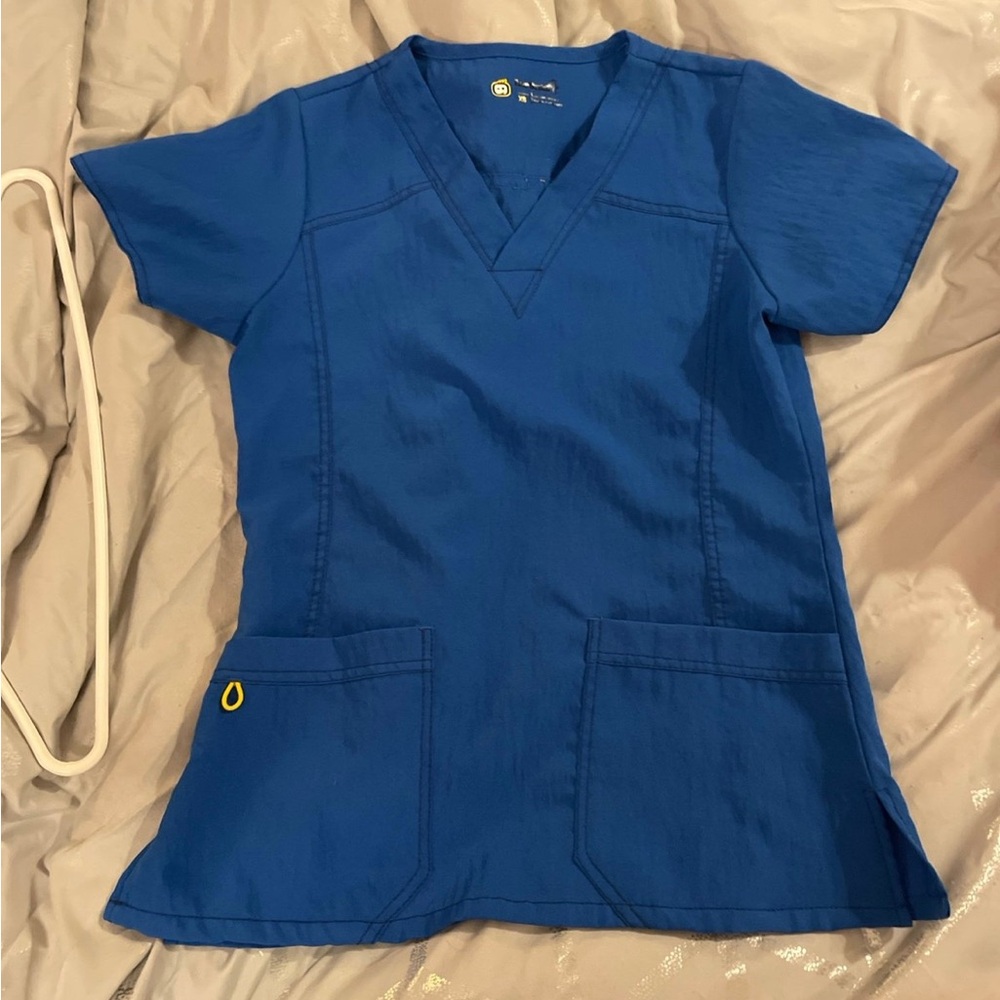 Blue V-Neck Scrub Top